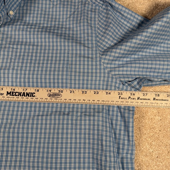 LL Bean Mens Long Sleeve Button Up Shirt XL Tall Blue Checkered Cotton - Picture 5 of 8